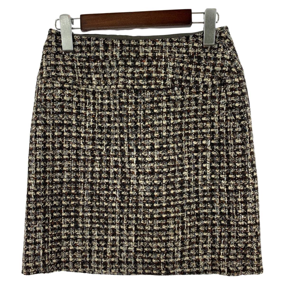 BALLSEY ボールジー ウール混　台形　ツイード スカート size34/ブラウン レディース_画像1