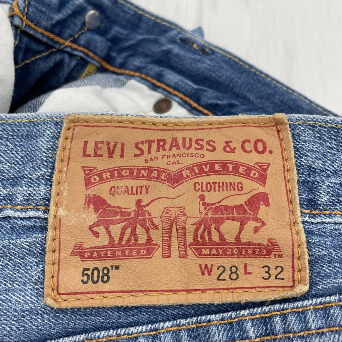 LEVI'S リーバイス 508 ダメージ加工 デニムパンツ sizeW28/ライトブルー レディース_画像10