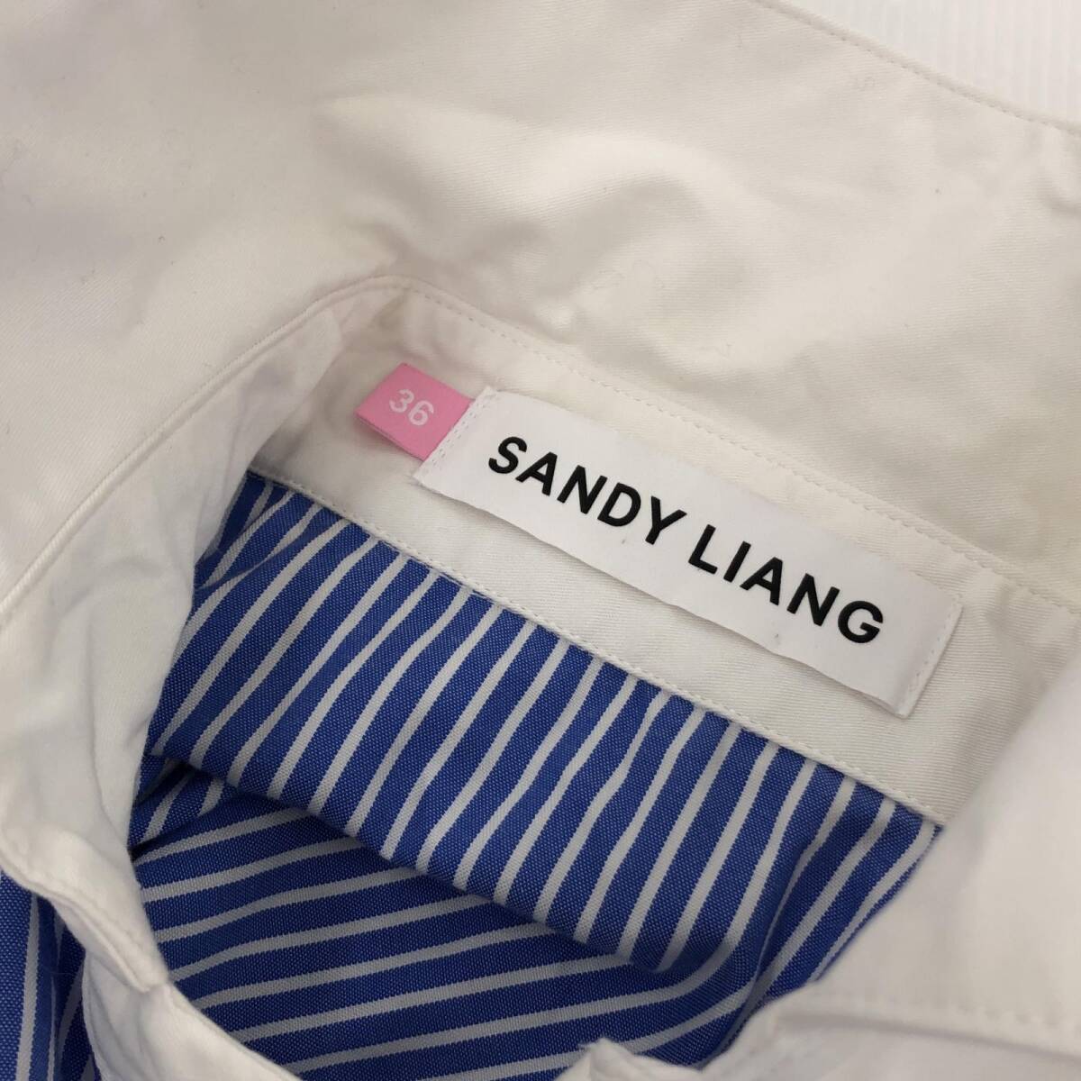 SANDY LIANG サンディーリアング ストライプ柄 ワイドスリーブ 長袖シャツ size36/ブルー系 レディースの画像5