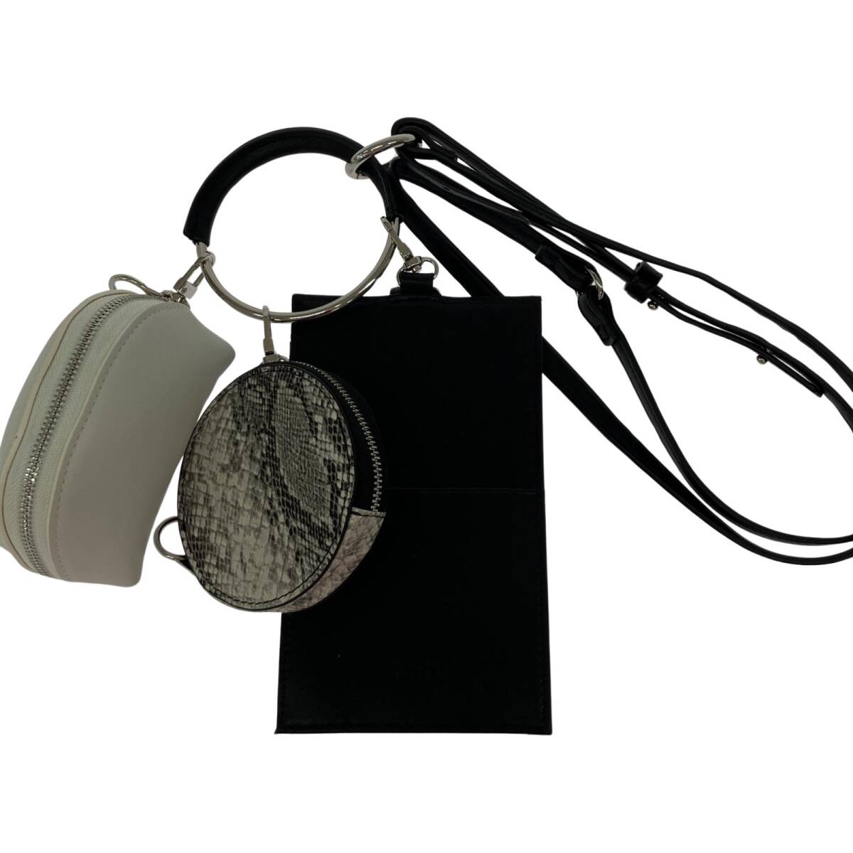 iCB アイシービー スマホ ショルダー モバイルケース ポーチ/黒×白 レディースの画像1