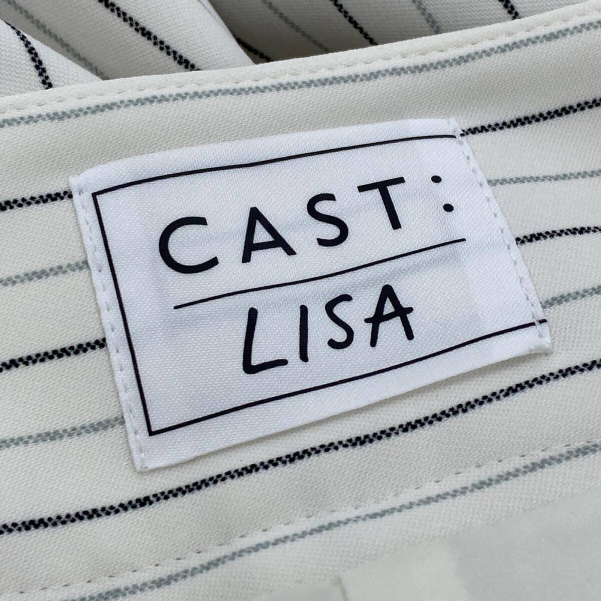 CAST:LISA キャスト リサ ストライプ　スラックス パンツ sizeS/白 レディース_画像6