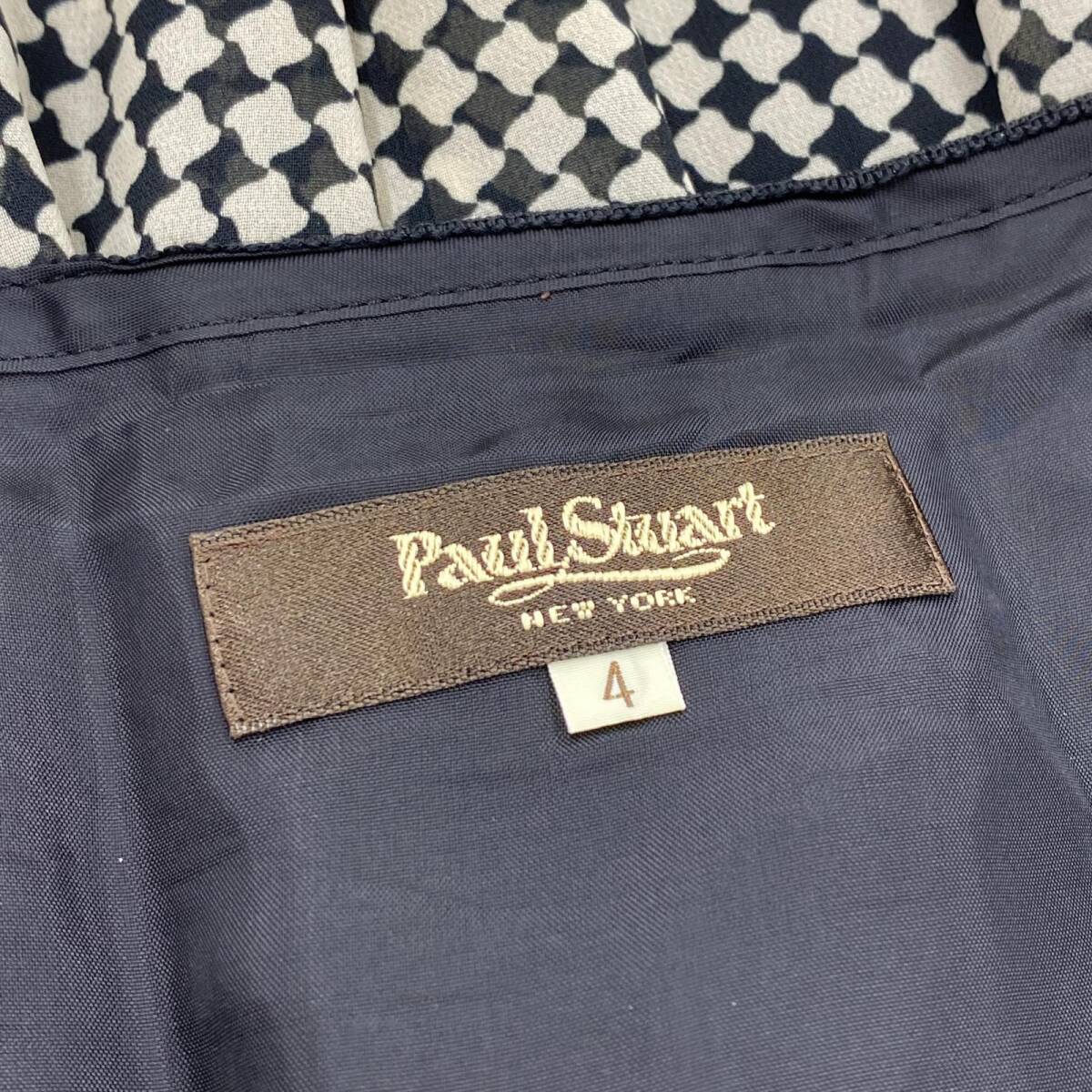 ゆうパケットOK PAUL STUART ポールスチュアート 総柄 スカート size4/ブラック×ベージュ レディース_画像5