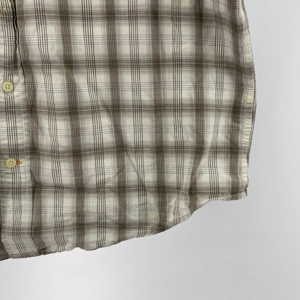 ゆうパケットOK Timberland ティンバーランド チェック 半袖シャツ sizeM/グレージュ系 メンズの画像4