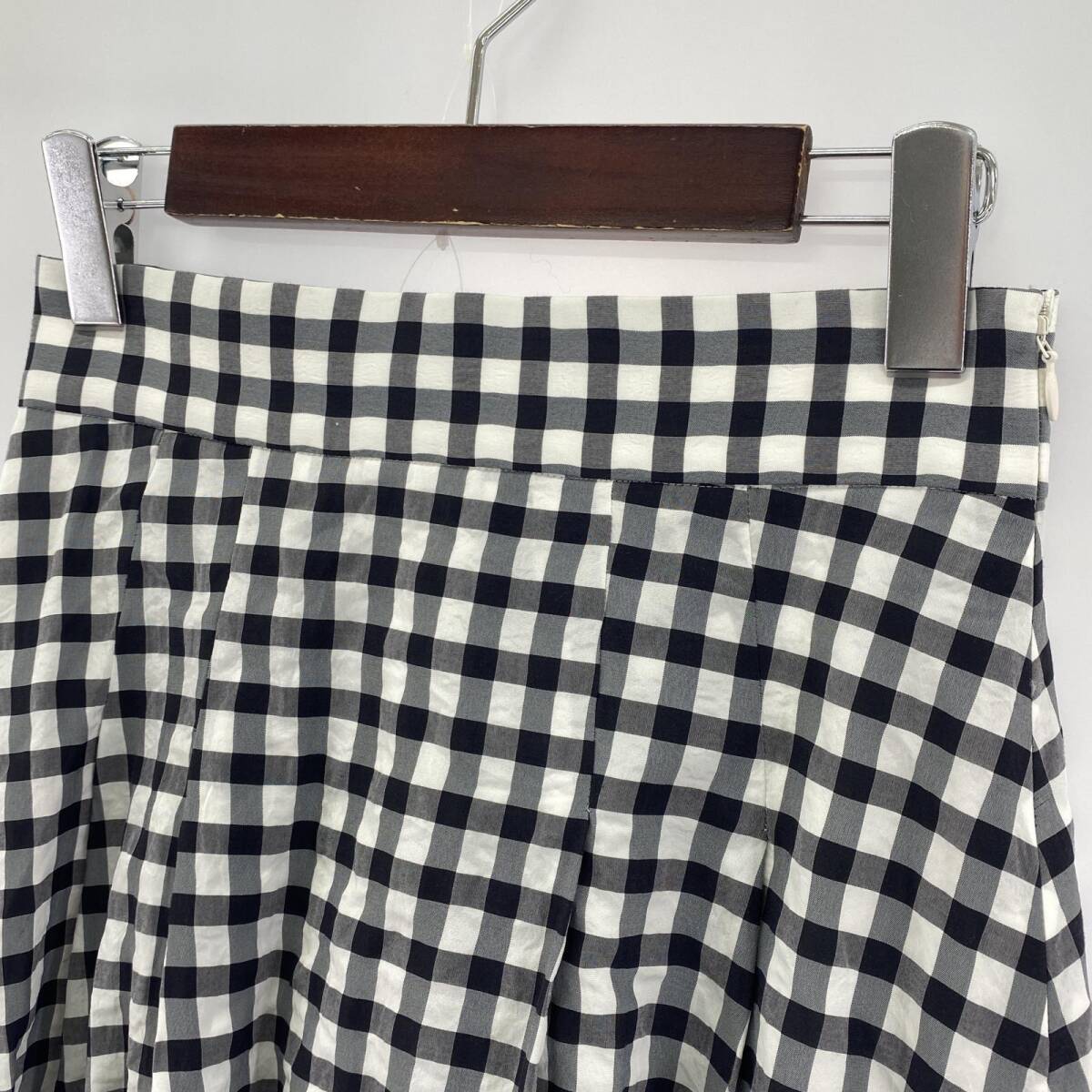 ゆうパケットOK DRESSTERIOR ドレステリア チェック フレア スカート size36/白×黒 レディースの画像2