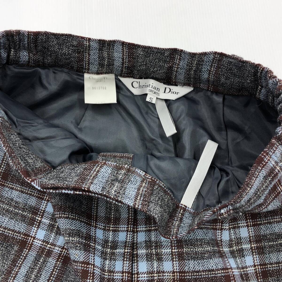 Christian Dior SPORTS Christian Dior sport wool 100% check pants sizeS/ gray × tea 