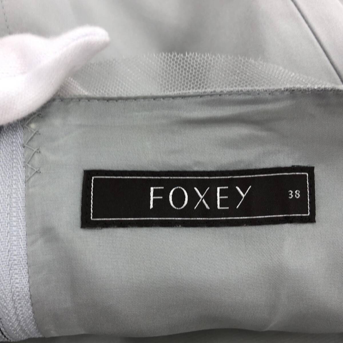 FOXEY フォクシー ボックスプリーツ ノースリーブ ワンピース size38/グレー レディースの画像7