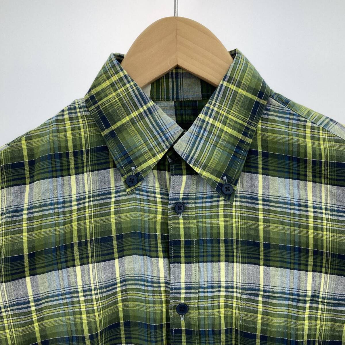 A.P.C.a-*pe-*se- check pattern long sleeve shirt size36/ green series lady's 