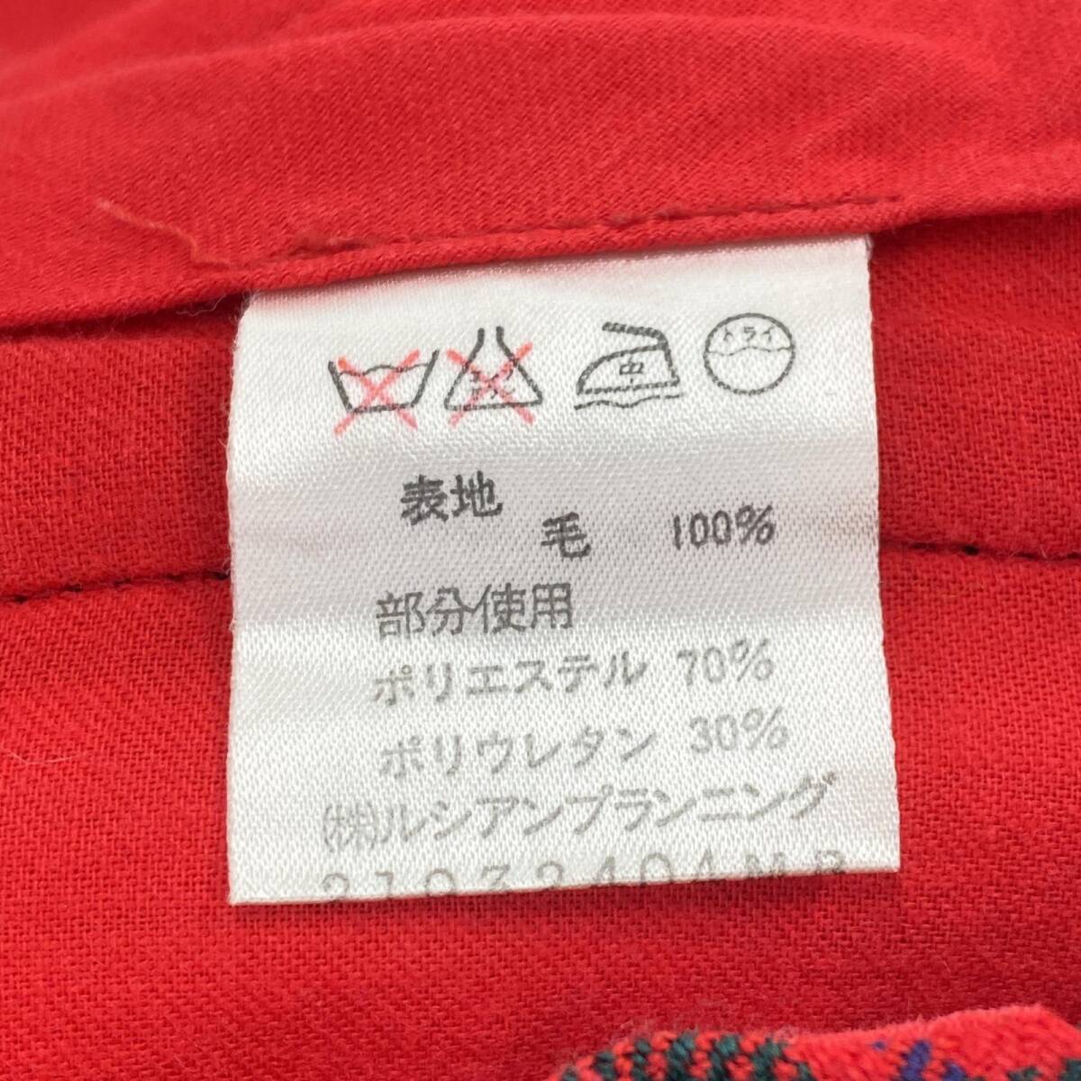 JUNKO SIMADA Junko Shimada wool check tapered pants size7/ red group lady's 
