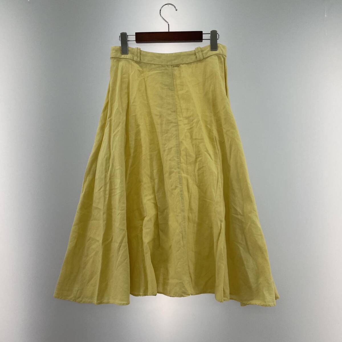 ZARA ザラ リネン混　フロントボタン スカート sizeM/黄色 レディース_画像4