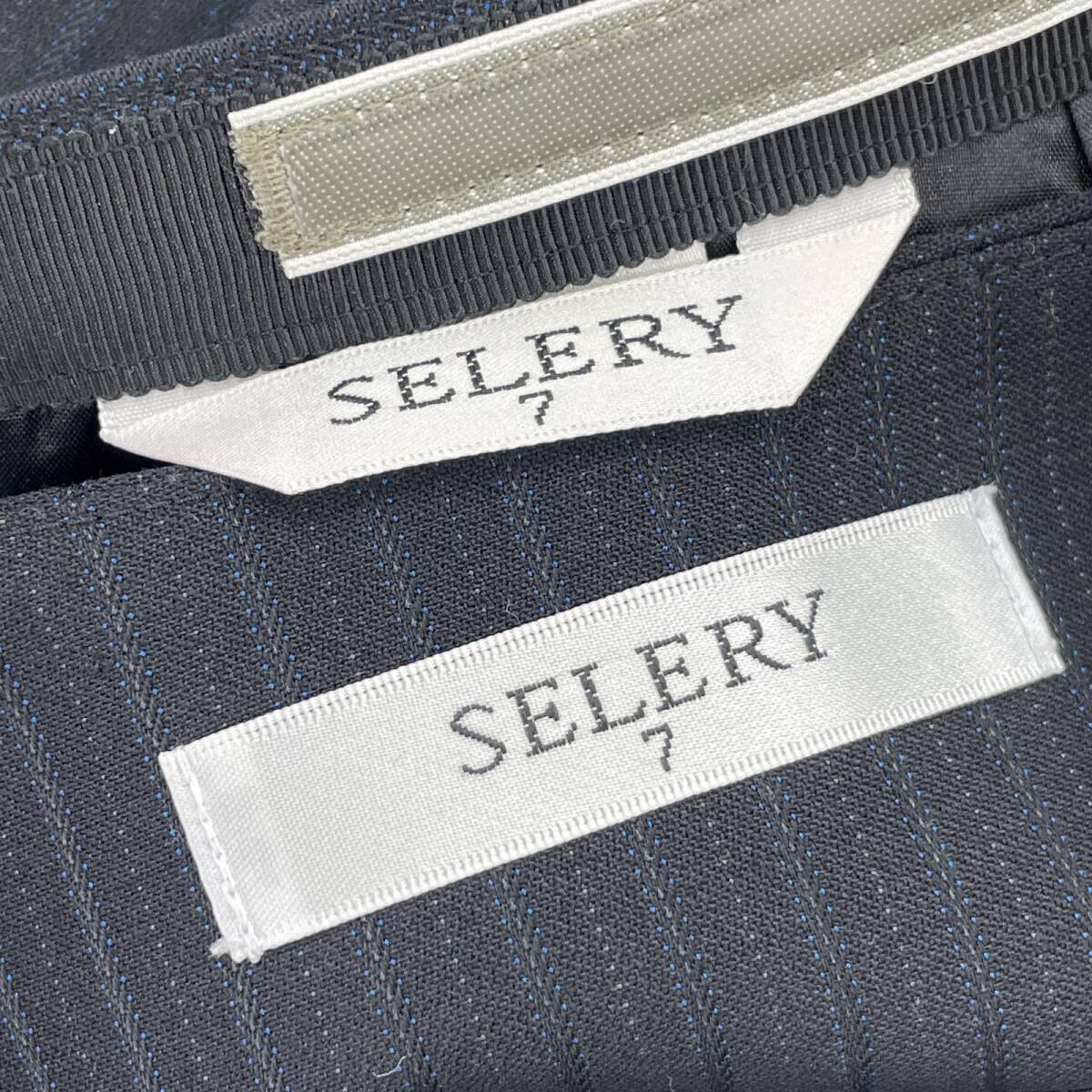 SELERY　セロリー ウール混　ストライプ　スカート　ベスト スーツ size7/ネイビー レディース_画像8