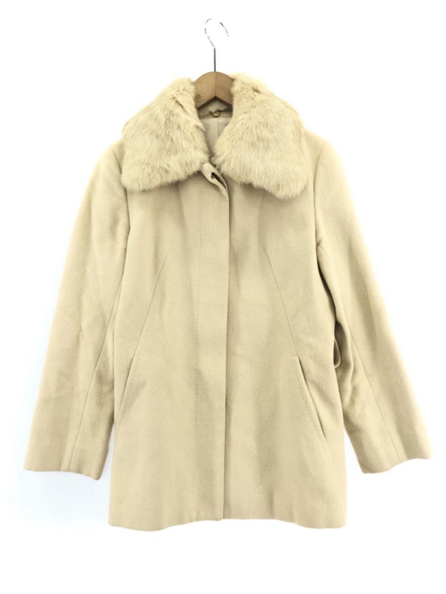 INED Ined Anne gola. wool . cord attaching fur color attaching coat size3/ beige *# * dka6 lady's 