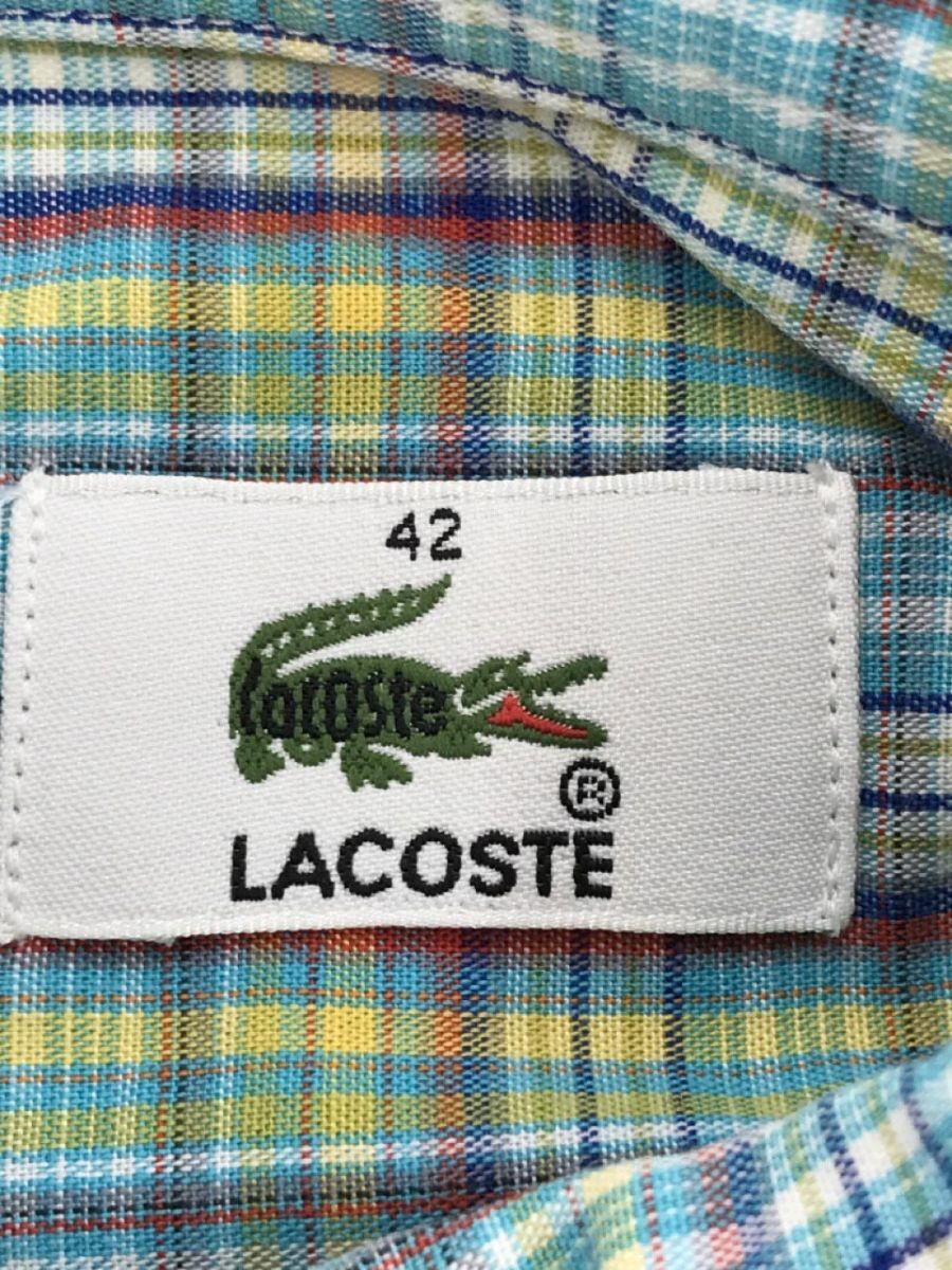 LACOSTE ラコステ 綿 チェック シャツ size42/緑 ■◆ ☆ dcc3 メンズの画像3