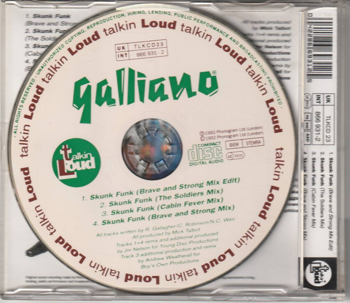 UK盤CDS★Galliano★Skunk Funk★92年★Mick Talbot★Acid Jazz★試聴可能の画像3