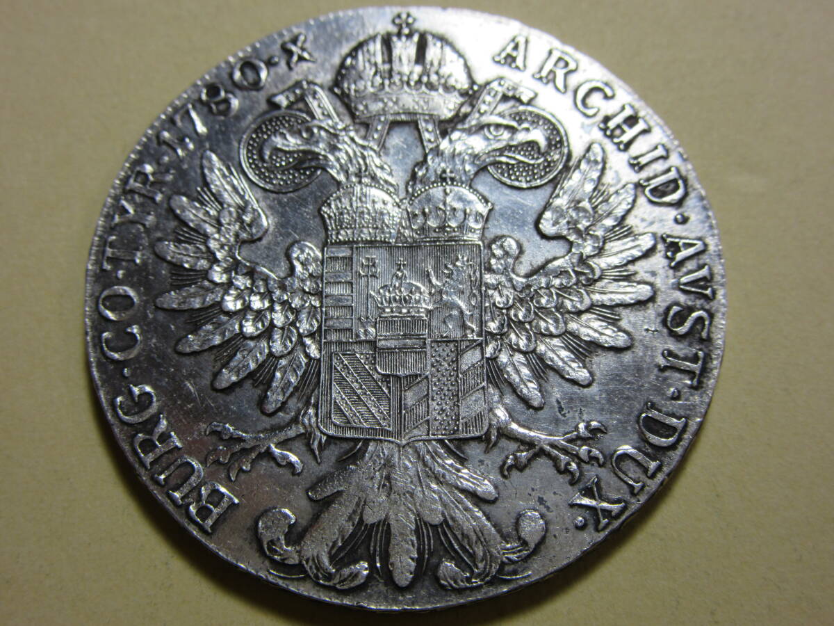 ３、オーストリア M・THERESIA ターラー銀貨 リストライク １７８０年 ２７，９４ｇの画像6