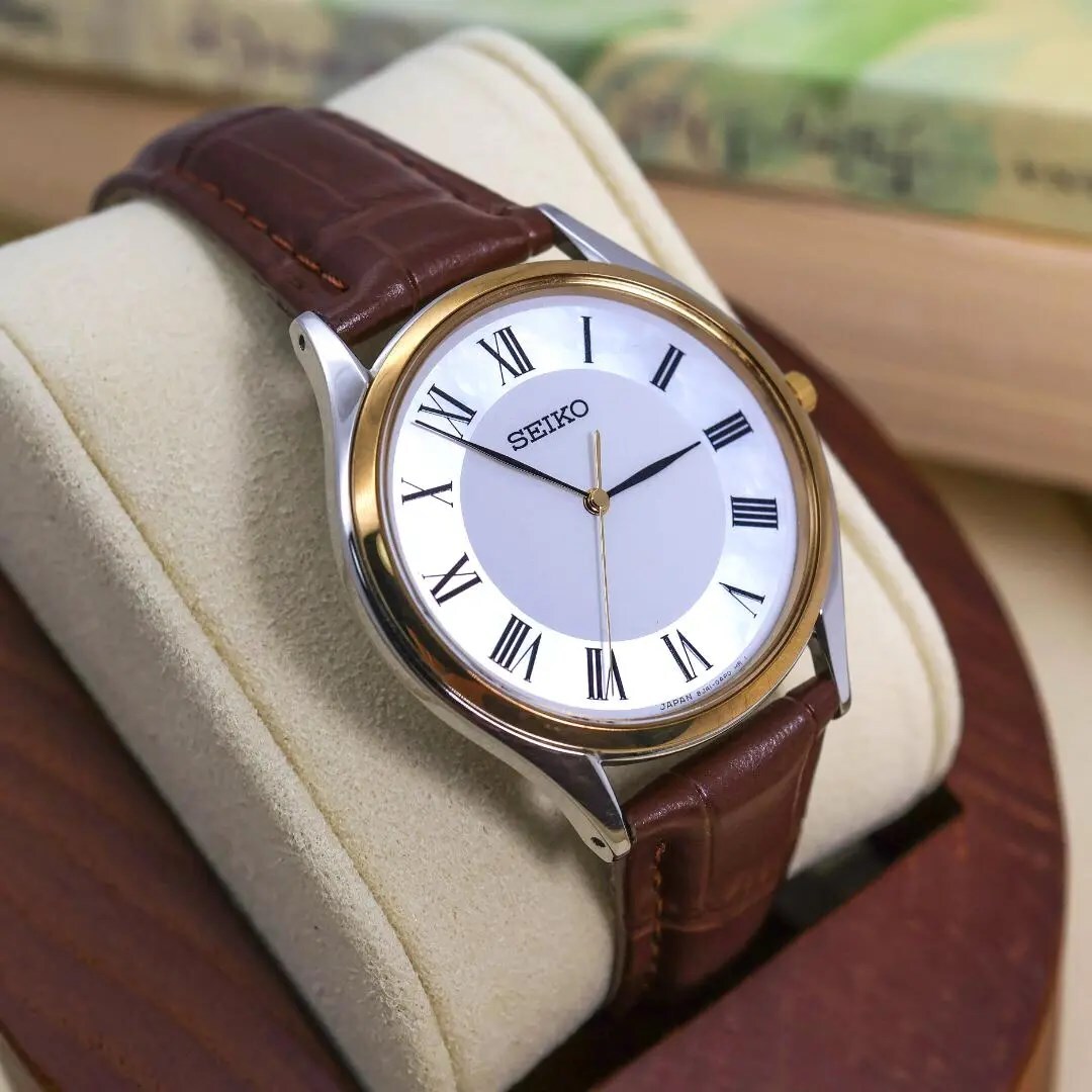 《美品》SEIKO Dolce 腕時計 シェル文字盤 QZ 新品ベルト a_画像1