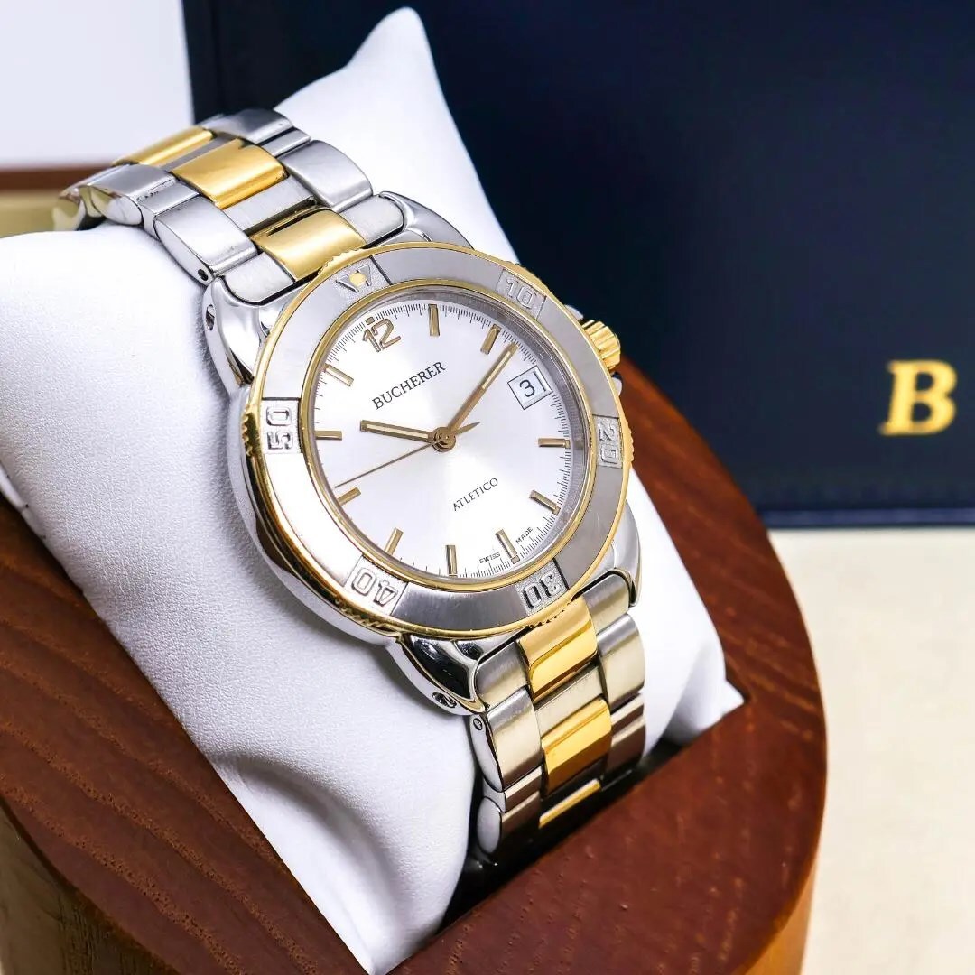 ◆美品 稼働 BUCHERER ATLETICO 腕時計 シルバー文字盤 aの画像1