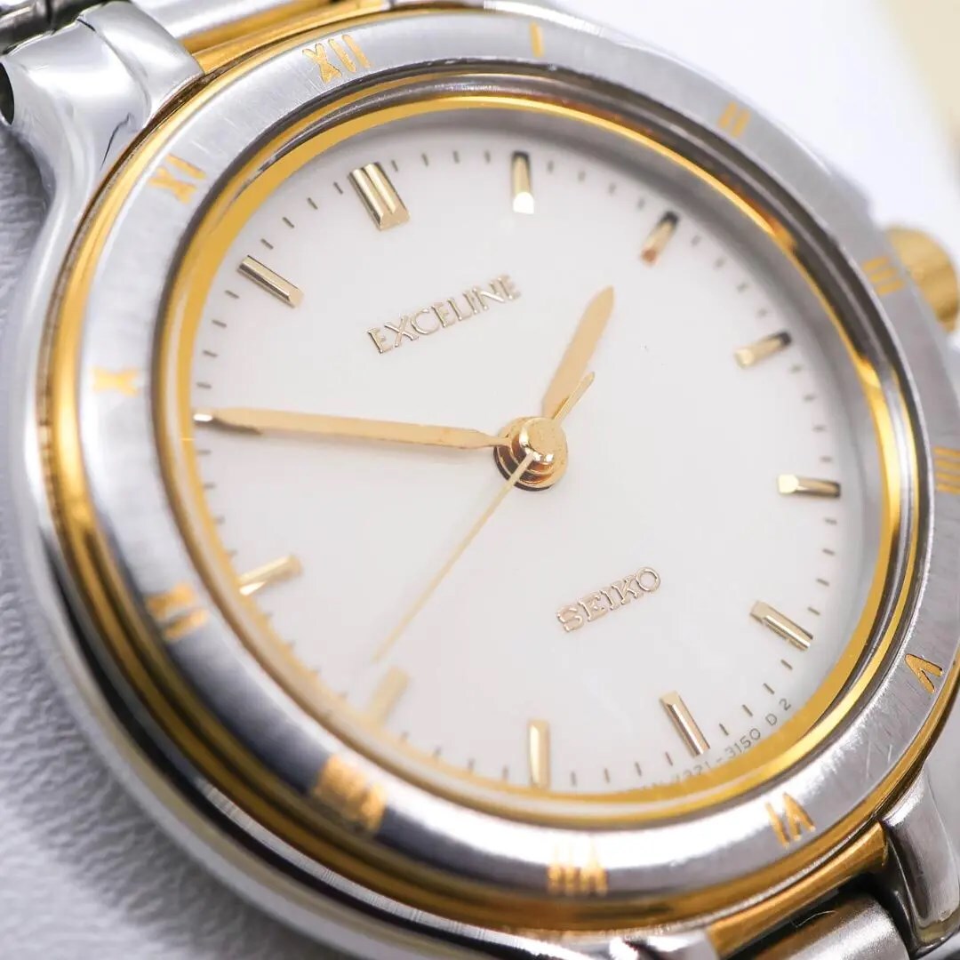 ◆美品 稼働 SEIKO Exceline 腕時計 レディース 華奢 新品電池f_画像4