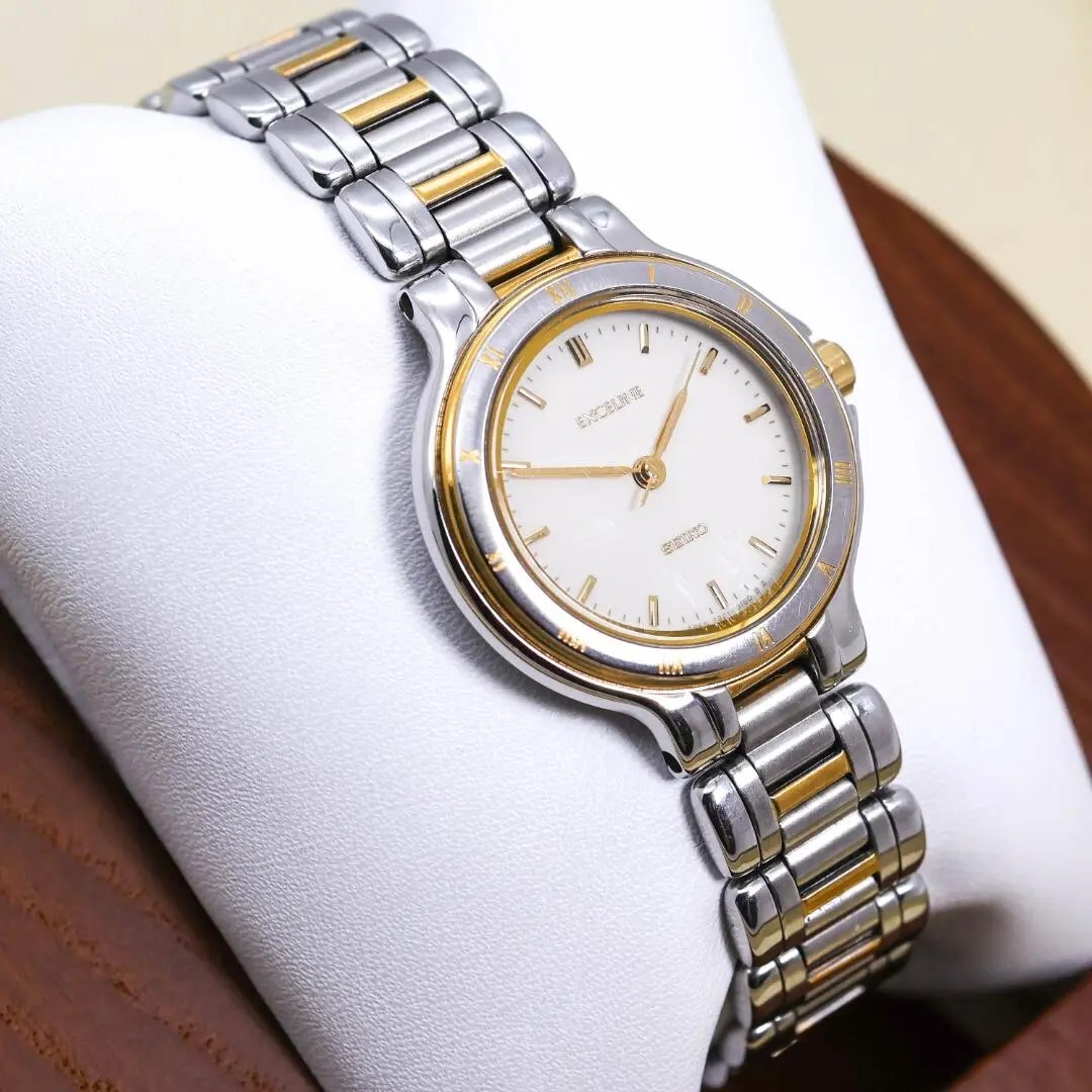 ◆美品 稼働 SEIKO Exceline 腕時計 レディース 華奢 新品電池f_画像1