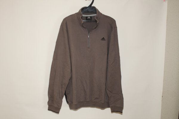 2577**L Adidas, серый, хлопок, длинный рукав половина Zip tops 