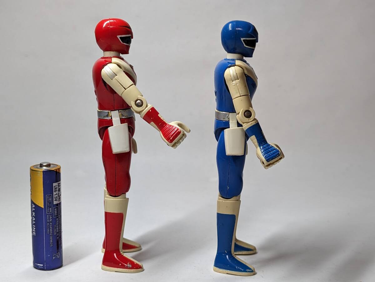  Bandai poppy Hikari Sentai Maskman red mask man blue mask man Chogokin 1987 year that time thing 2 body together 3645