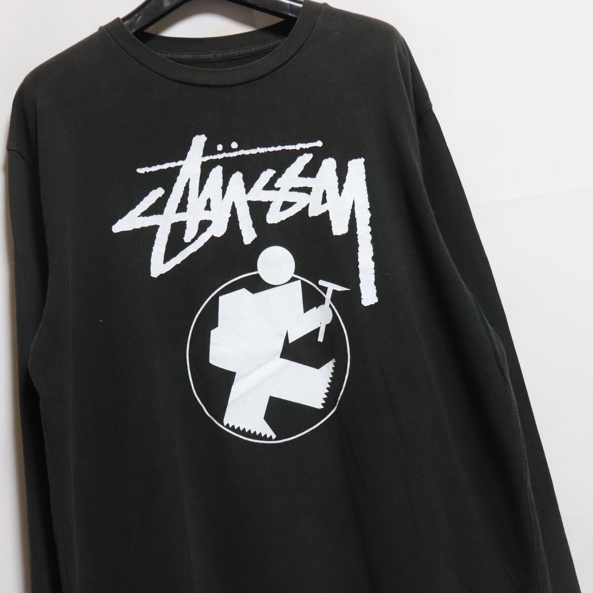  редкий [stussy] Logo трикотажный джемпер с длинным рукавом футболка / Stussy тень man 