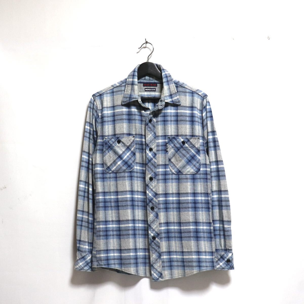  Trend [BLUE BLUE JAPANb lube Roo ]INDIGO DYE/ flannel shirt check shirt / shirt long sleeve shirt 