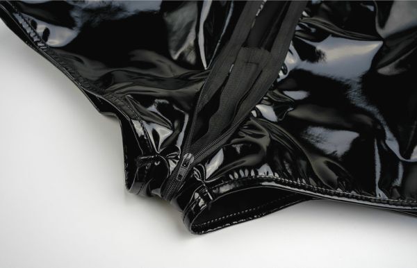 超セクシー 超光沢 黒 エナメル レオタードボディースーツ キャットスーツ コスプレ レースクイーン 仮装 イベント コスチュームの画像10