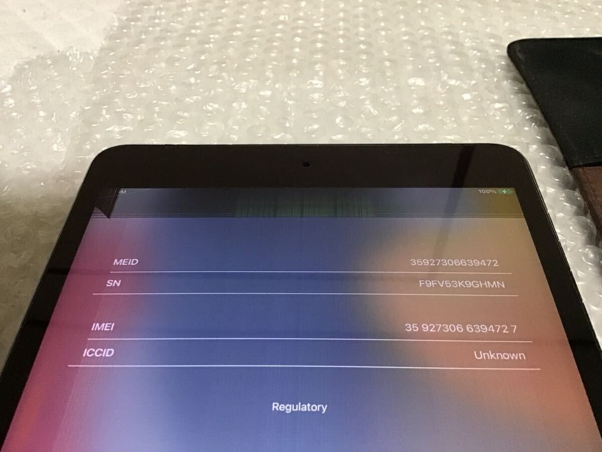 【液晶ジャンク】Apple iPad mini 4 Wi-Fi+Cellular A1550 スペースグレイ 128GB『送料無料』レザーケース+電池パック+充電ケーブル1m付きの画像8