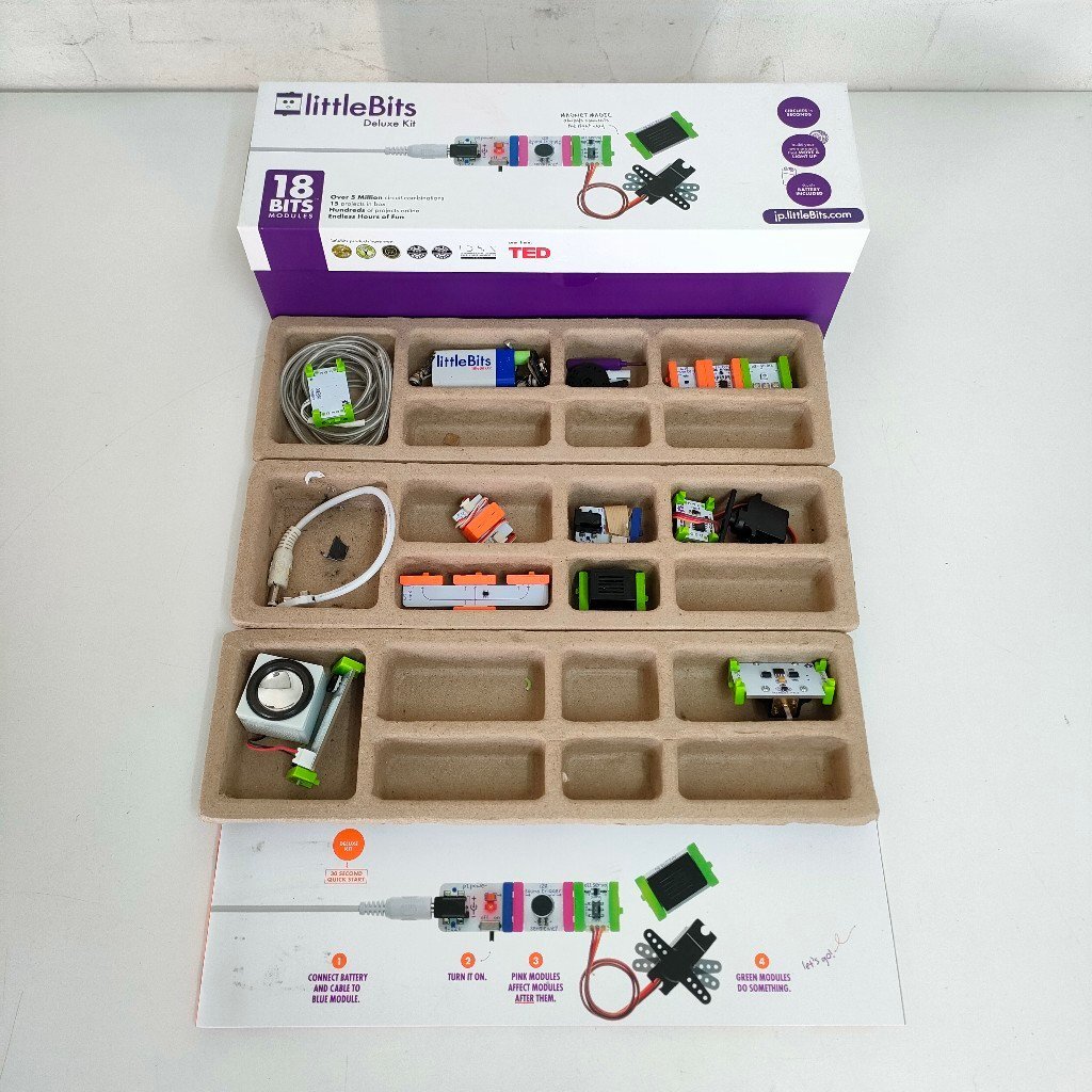 【littleBits】 Deluxe Kit 18 BITS MODULES 万能キット 知育 電子回路 創造力 プログラミング 現状品 digjunkmarketの画像1