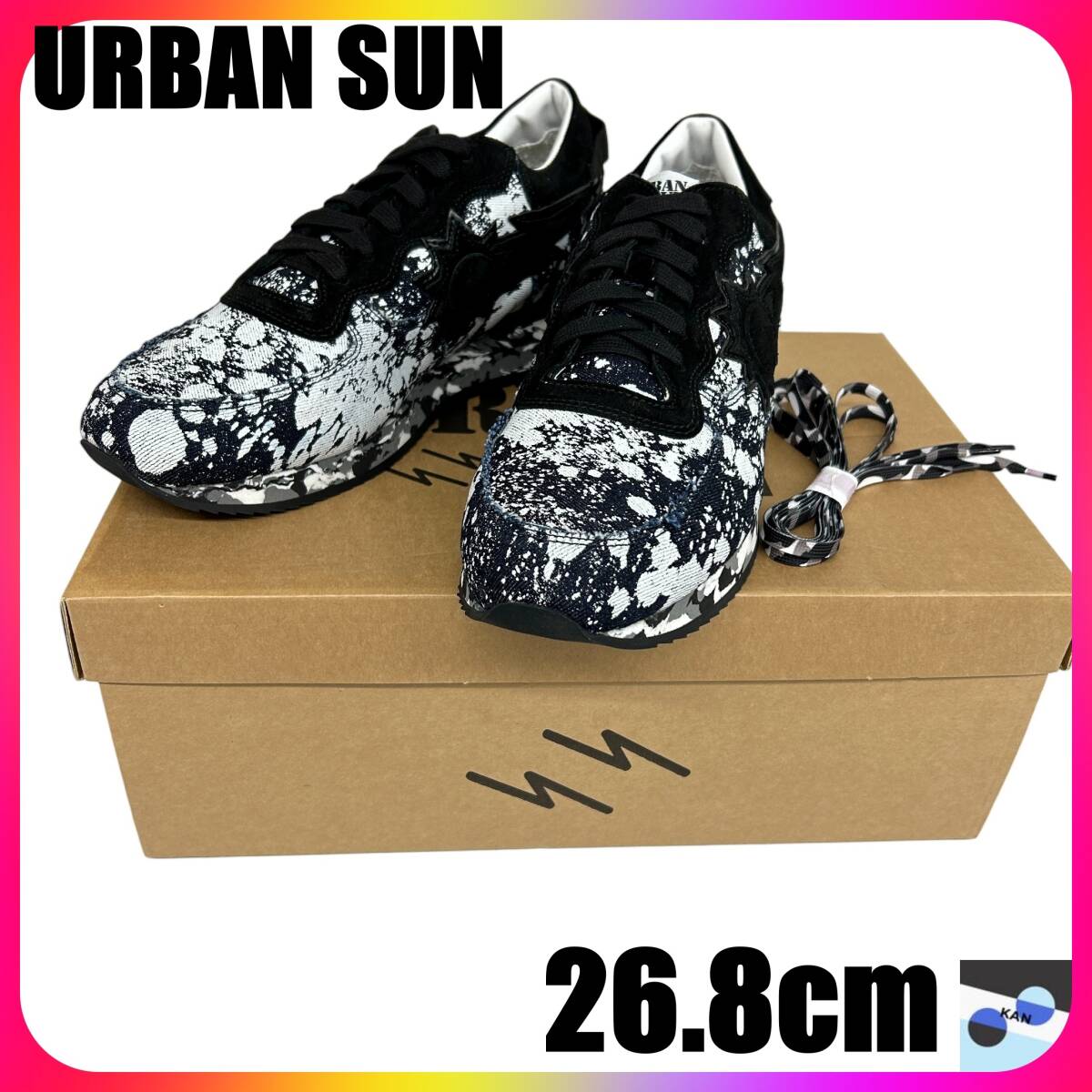URBAN SUN アーバンサン スニーカー ART ANDRE 127 デニム カジュアル メンズ ネイビー ブラック ホワイト グレー EU40 イタリア製_画像1