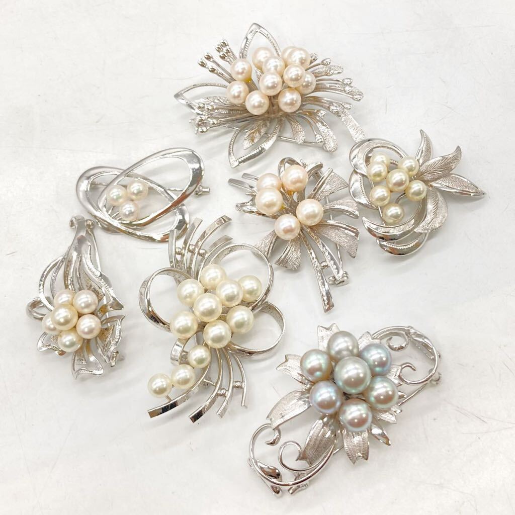 ■アコヤ本真珠ブローチ15点おまとめ■a約171.5g あこや 真珠 バロック ベビー パール pearl broach jewelry silver CE0の画像3