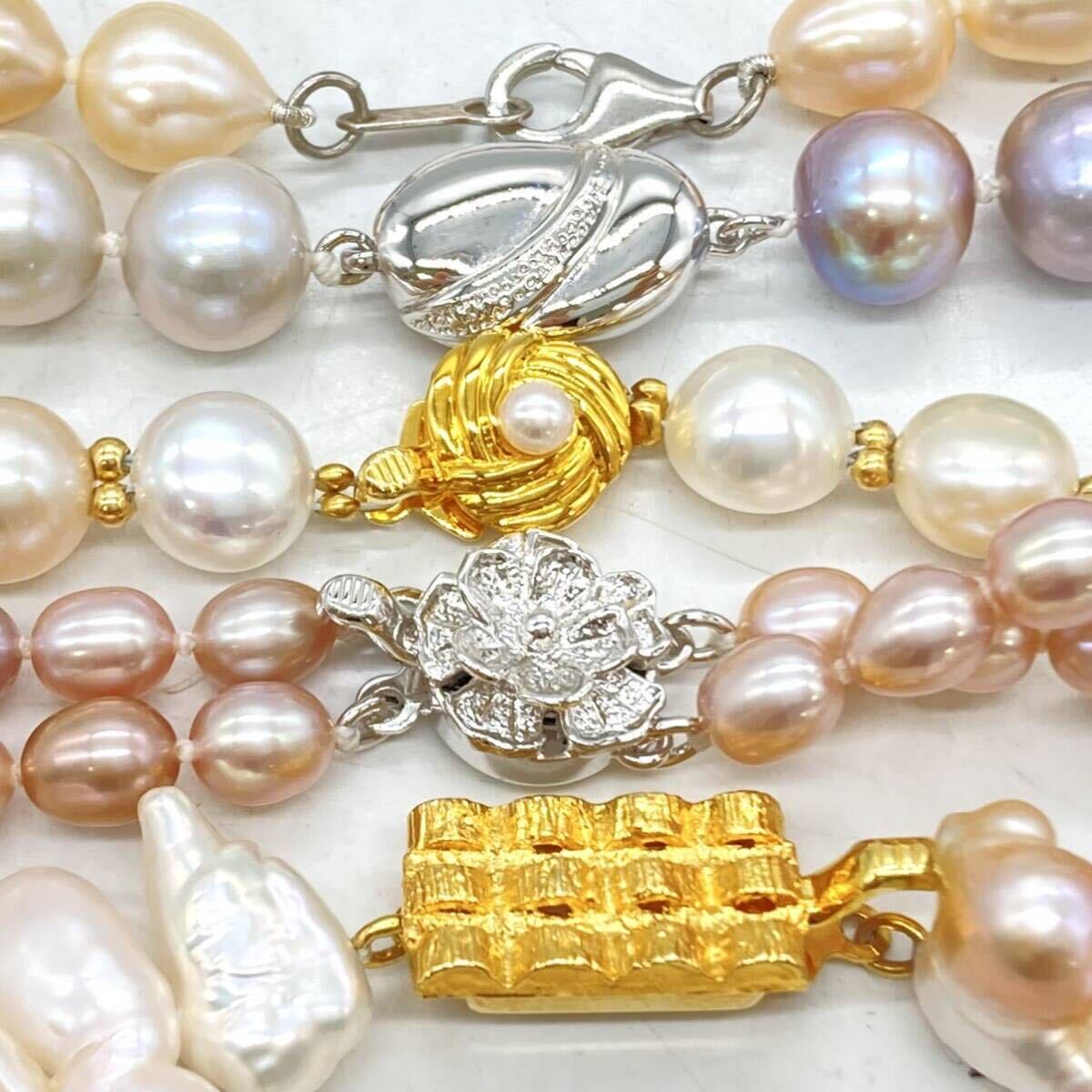 ■淡水パールネックレス5点おまとめ■a約307g 真珠 パール ケシ バロック ベビー pearl Pearl necklace jewelry silver DA0 _画像8