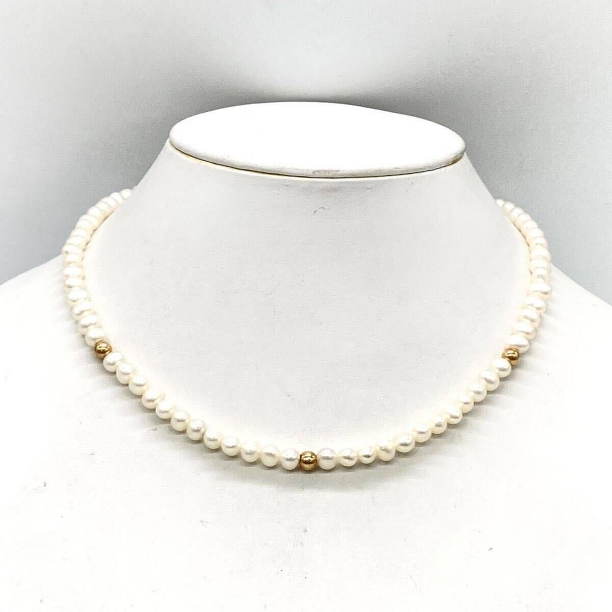 ■K14本真珠ネックレス■a約19.5g 真珠 淡水 ベビー pearl Pearl ネックレス necklace jewelry ジュエリー シルバー silver DB5の画像1