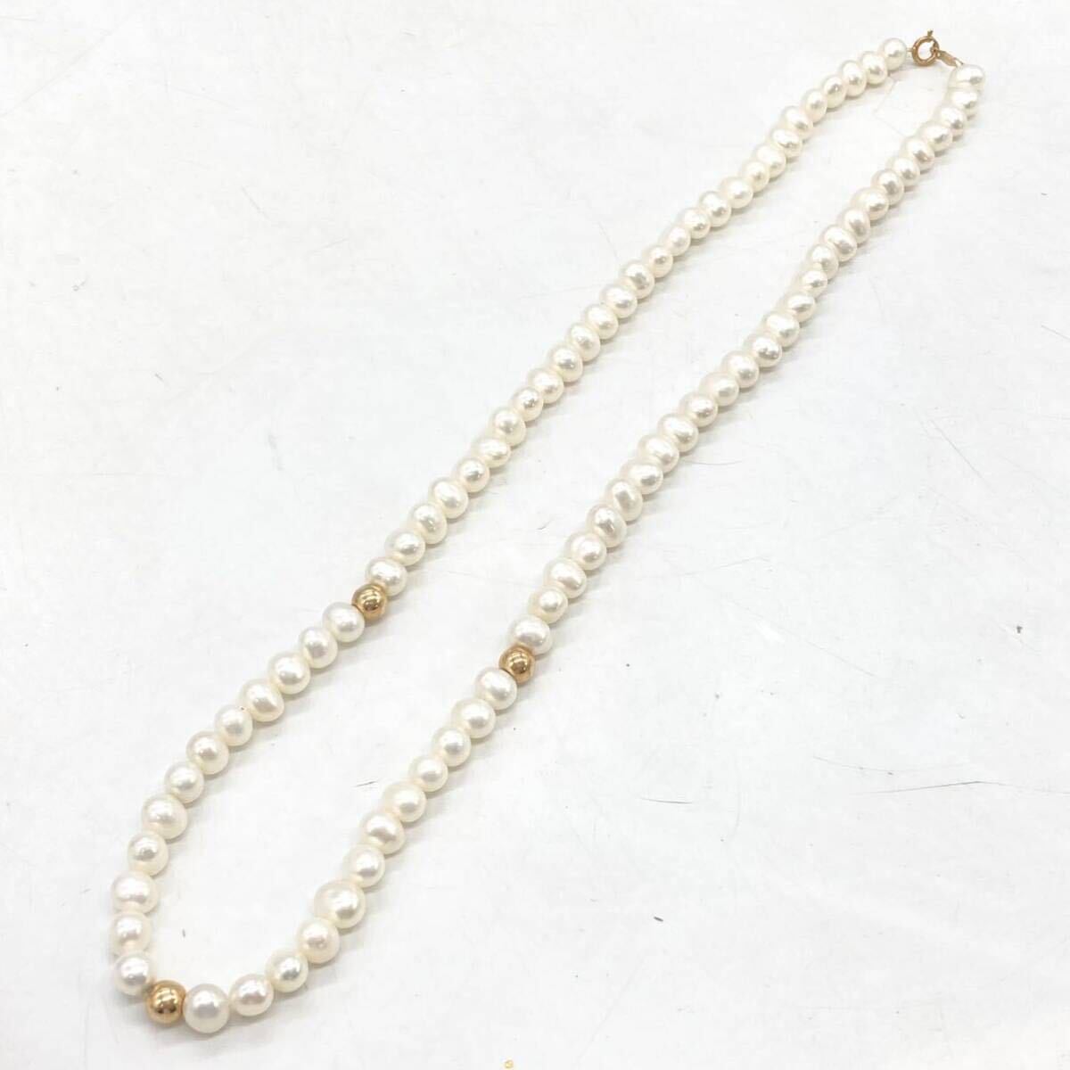 ■K14本真珠ネックレス■a約19.5g 真珠 淡水 ベビー pearl Pearl ネックレス necklace jewelry ジュエリー シルバー silver DB5の画像3
