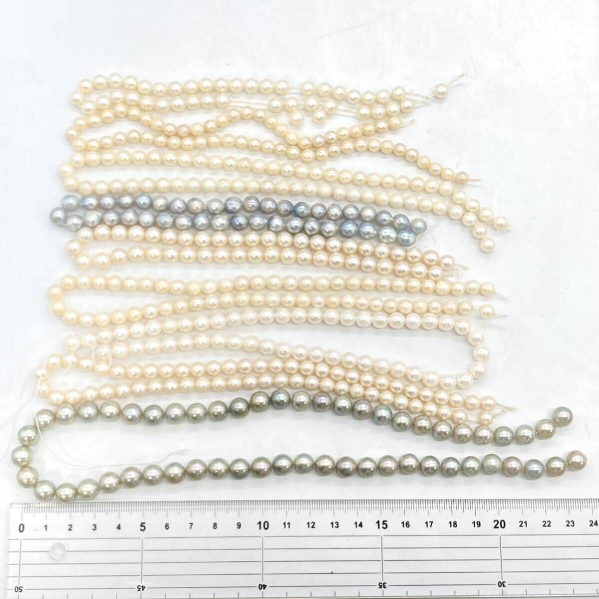 ■アコヤ本真珠アクセサリーパーツおまとめ■a約247g あこや 約6~9㎜ 真珠 パール baby pearl accessory necklace jewelry parts DA0 _画像3