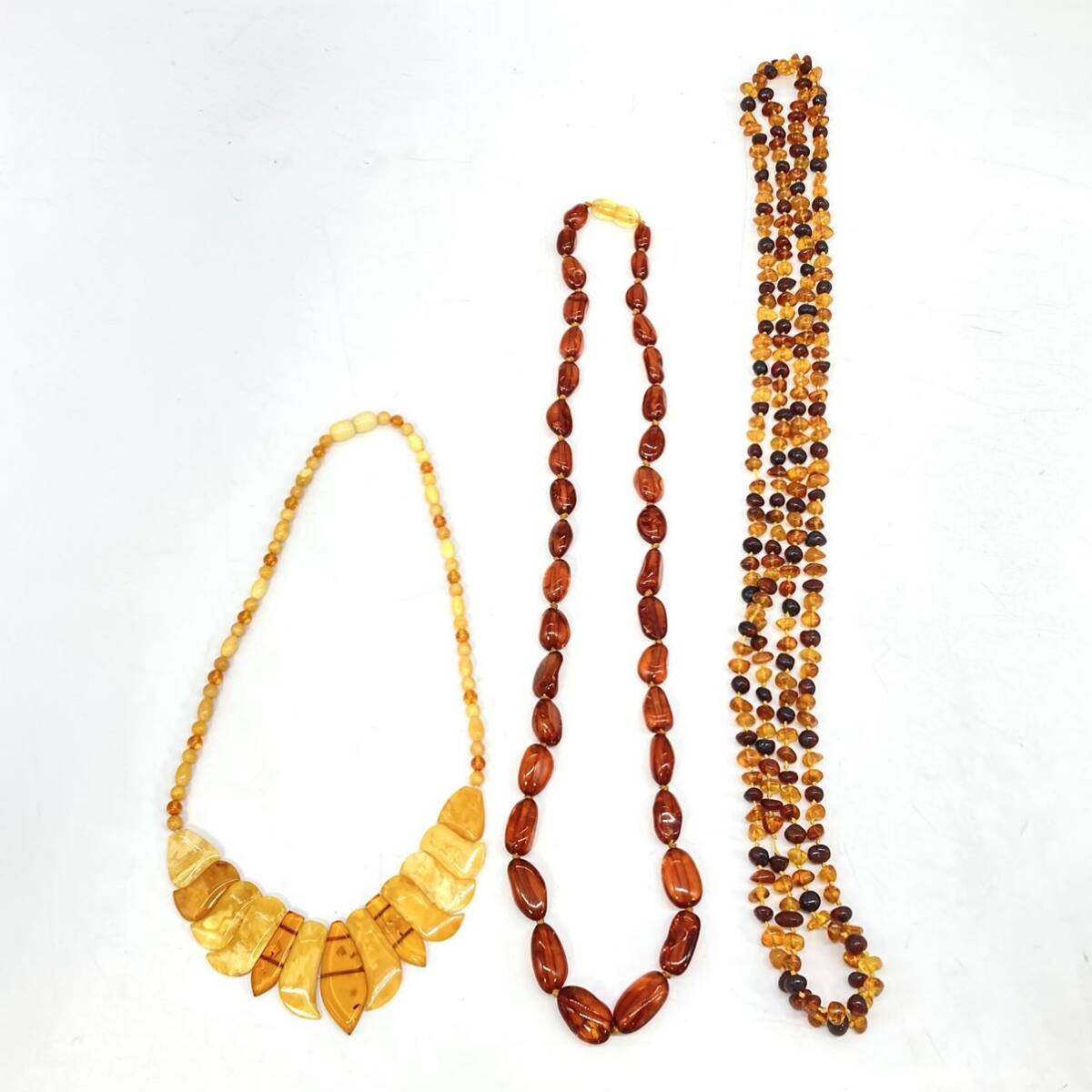 ■琥珀ネックレス3点おまとめ■a約77g ロイヤルアンバー コハク こはく アンバー べっ甲 べっこう amber necklace accessory jewelry DA0の画像6