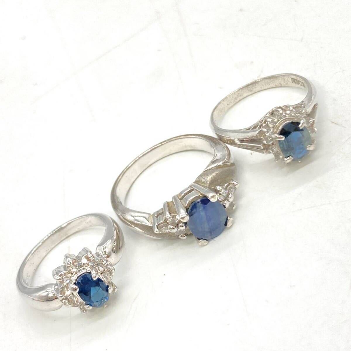 ■サファイアリング8点おまとめ■a重量約22g 宝石 sapphire Sapphire コランダム accessory jewelry 指輪 ring silver 925 CE0の画像4