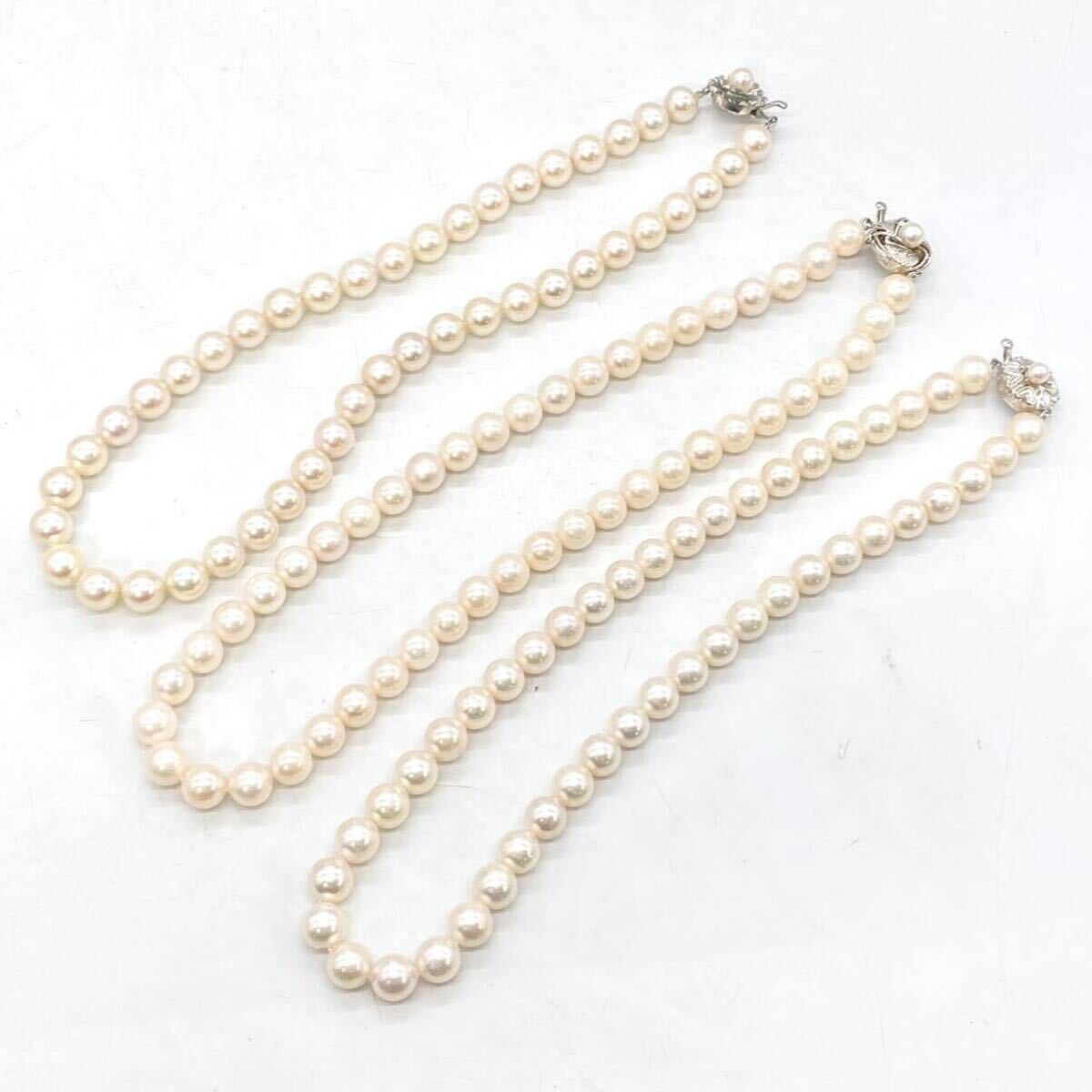 ■アコヤ本真珠ネックレス3点おまとめ■a重量約138g パール pearlネックレス necklace ジュエリー jewelry accessory silver DA0の画像5