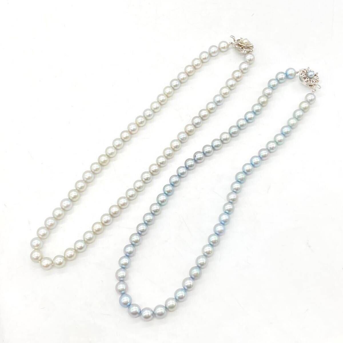 ■アコヤ本真珠ネックレス2点おまとめ■a重量約75g パール pearlネックレス necklace ジュエリー jewelry accessory silver DA0の画像4