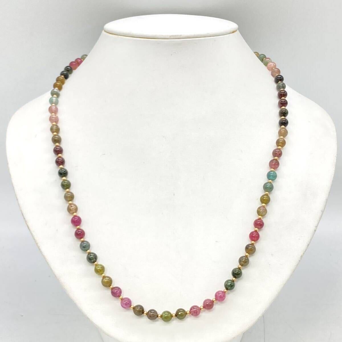 ■K18マルチカラートルマリンネックレス■a重量約23.5g tourmaline jewelry ネックレス necklace accessoryアクセサリー 18金 14金EB2の画像1