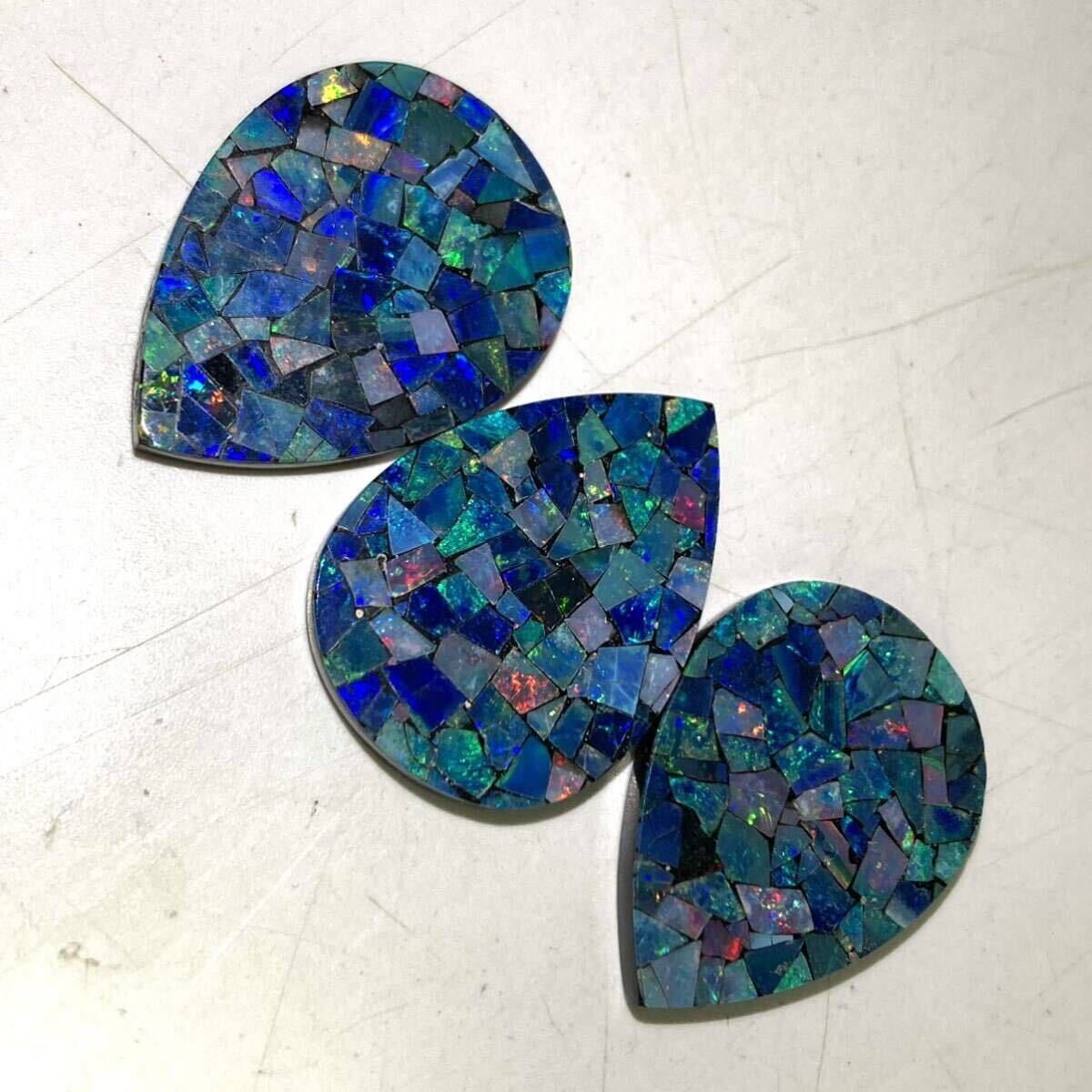 ■ダブレットオパール6点おまとめ■a重量約20g Opal opal pendant オパール モザイク 遊色 accessory jewelry silver CE0 の画像4