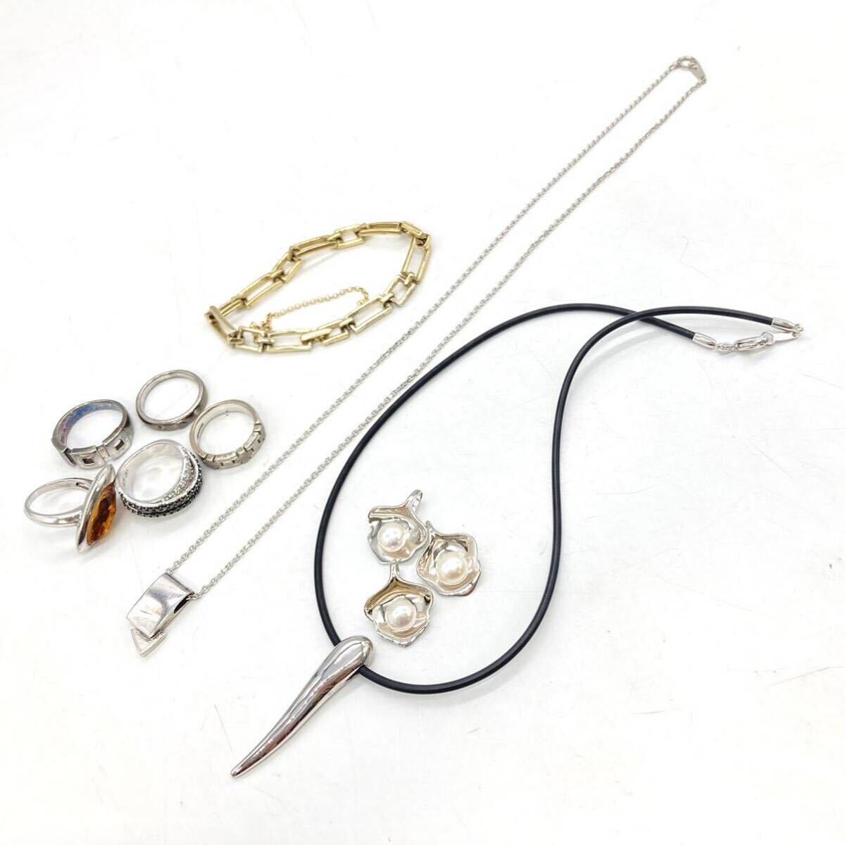 ■JEWELRYMAKI/ジュエリーマキアクセサリー11点おまとめ■a 約65g pearl necklace accessory jewelry リング ring silver CE0の画像1