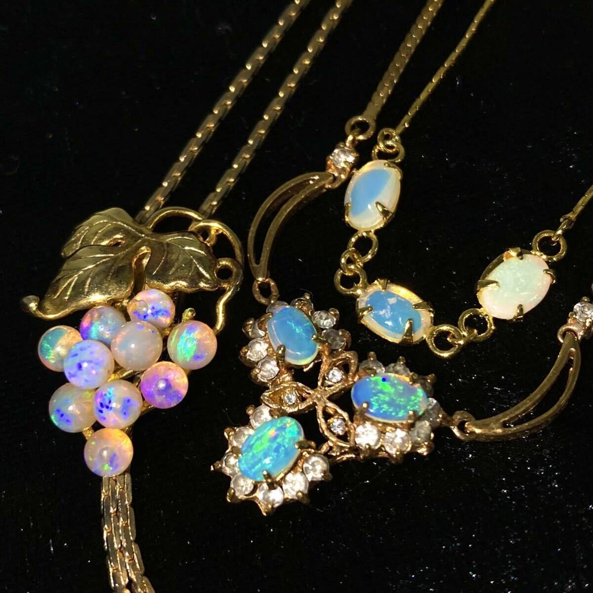 ■オパールペンダントネックレス3点おまとめ■a重量約18.5g Opal pendant オパール ホワイト遊色 accessory jewelry silver CE0 の画像1