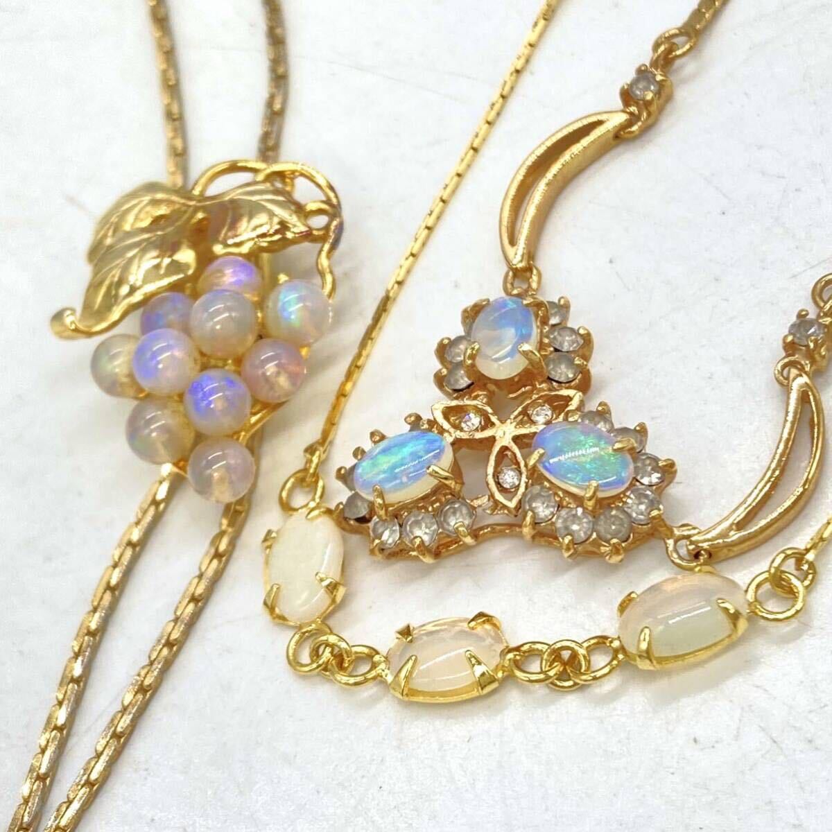 ■オパールペンダントネックレス3点おまとめ■a重量約18.5g Opal pendant オパール ホワイト遊色 accessory jewelry silver CE0 の画像2