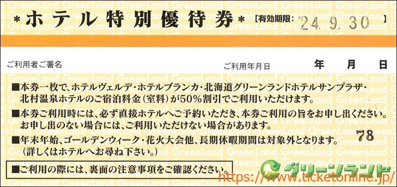 グリーンランドリゾートホテルペア宿泊50%OFF 1枚　2024年9月末_画像1