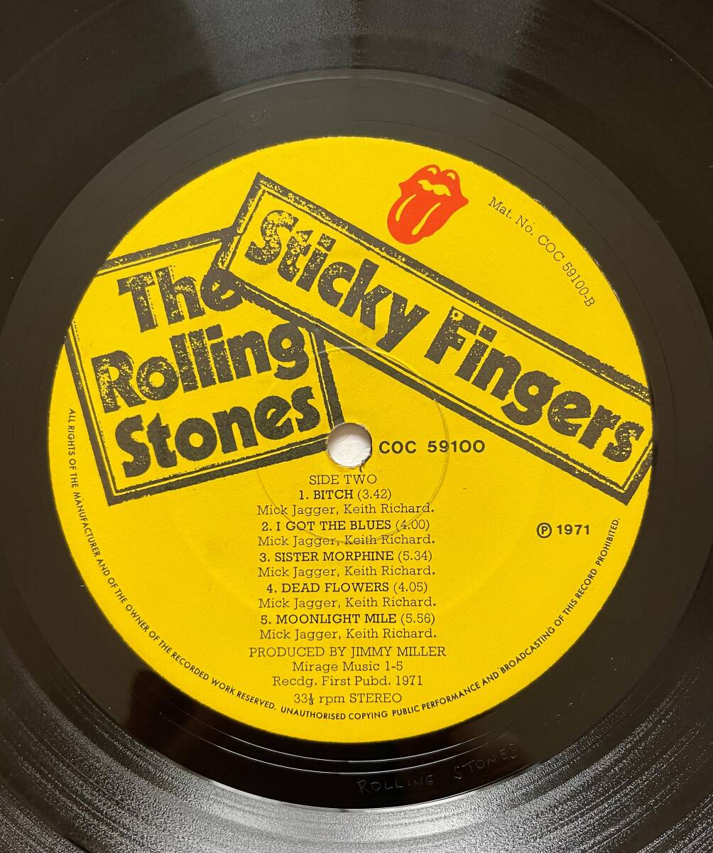 美品！ UK盤 A4 B4「The Rolling Stones - Sticky Fingers」A Promotone N.V. RECORD無 キースリチャーズ ミックジャガー ミックテイラーの画像9