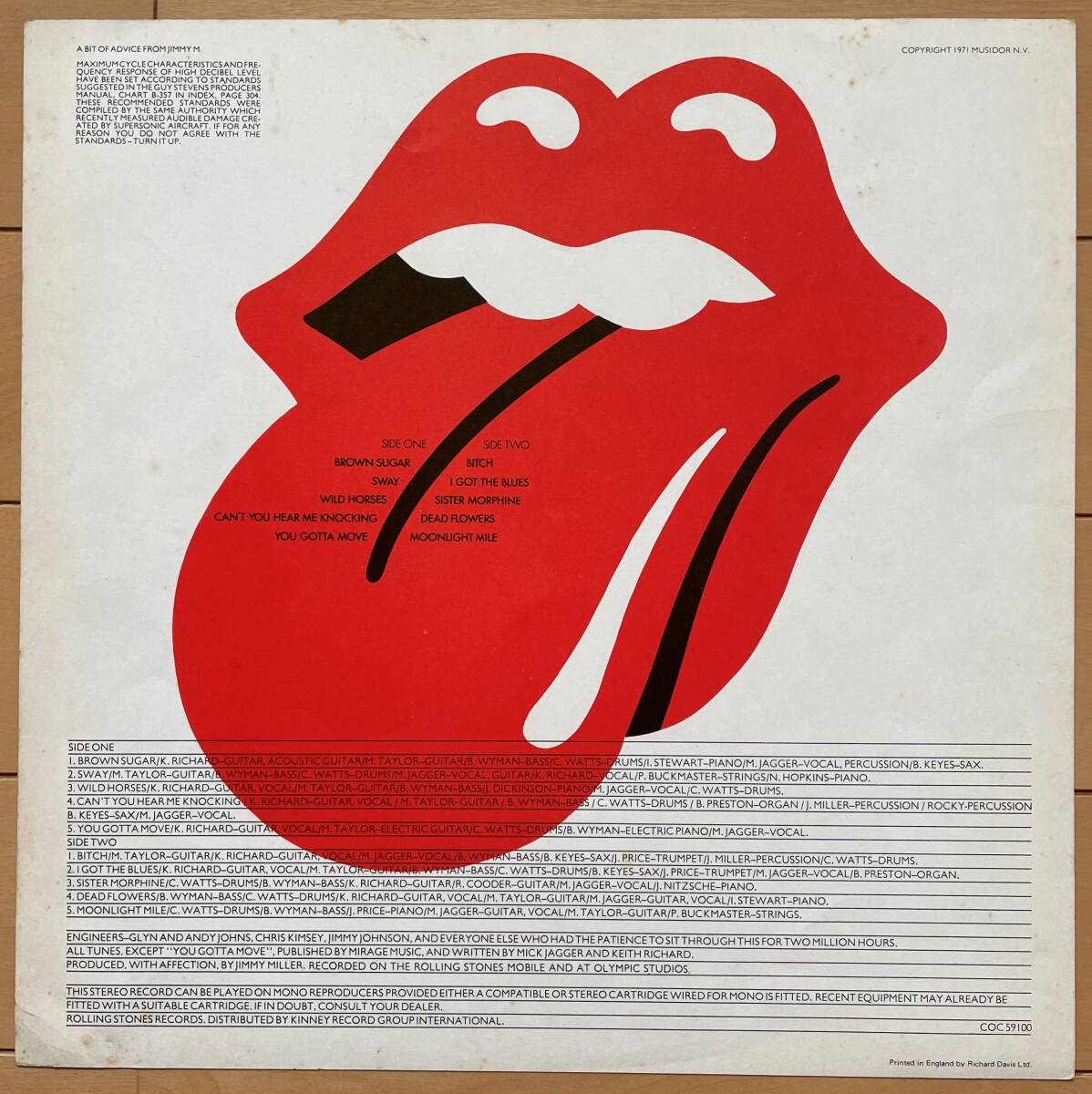 美品！ UK盤 A4 B4「The Rolling Stones - Sticky Fingers」A Promotone N.V. RECORD無 キースリチャーズ ミックジャガー ミックテイラーの画像5