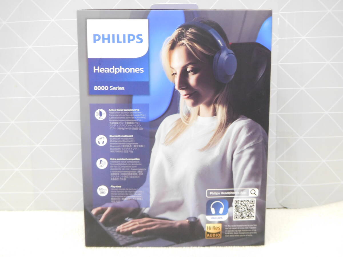 B847 数回利用のみ 動確済 PHILIPS アクティブノイズキャンセル 外音取込みモード付 Bluetooth ワイヤレス ヘッドホンTAH8856 8000シリーズの画像2