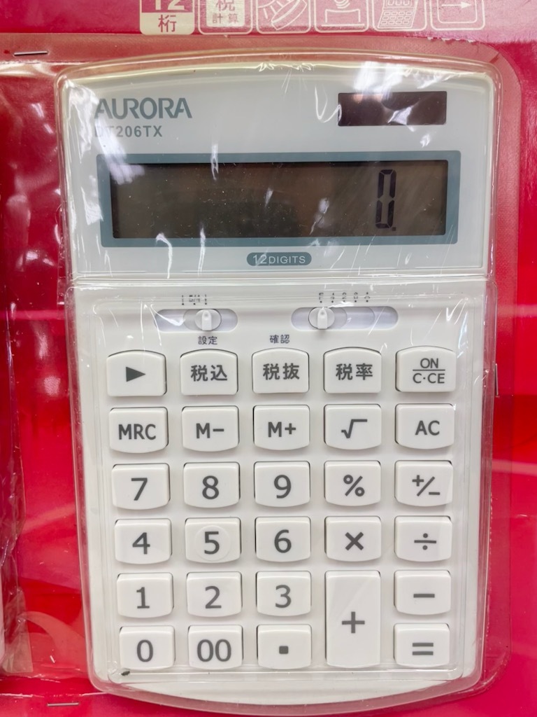 B965 AURORA オーロラジャパン 6個セット 12桁表示 中型卓上電卓 税計算機能付き ホワイト DT206TXの画像3