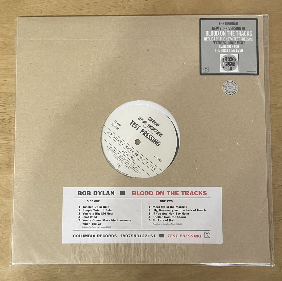 未開封 輸入盤LP Bob Dylan Blood On The Tracks Test Pressing Made in E.U. 2019 RSDの画像1